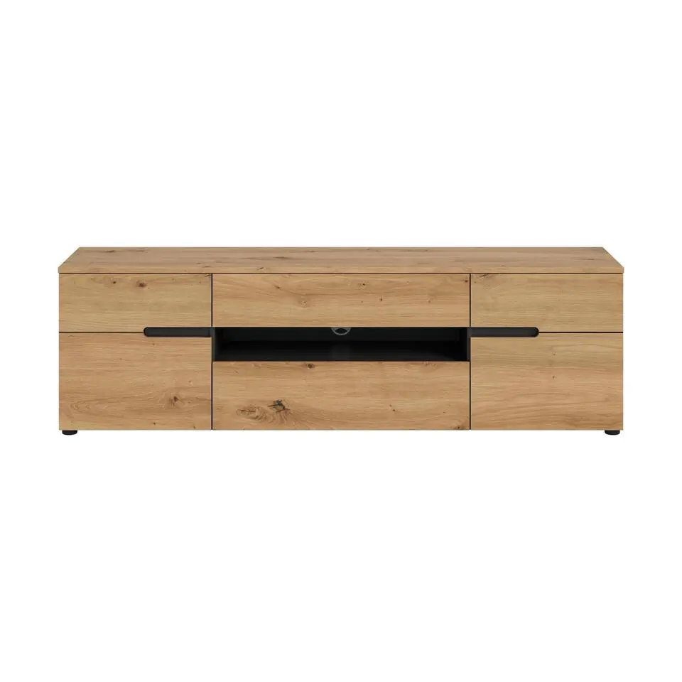Hioshop Canu TV-meubel 2 deuren- 1 vouwdeur- 1 lade- 1 plank eiken decor-
