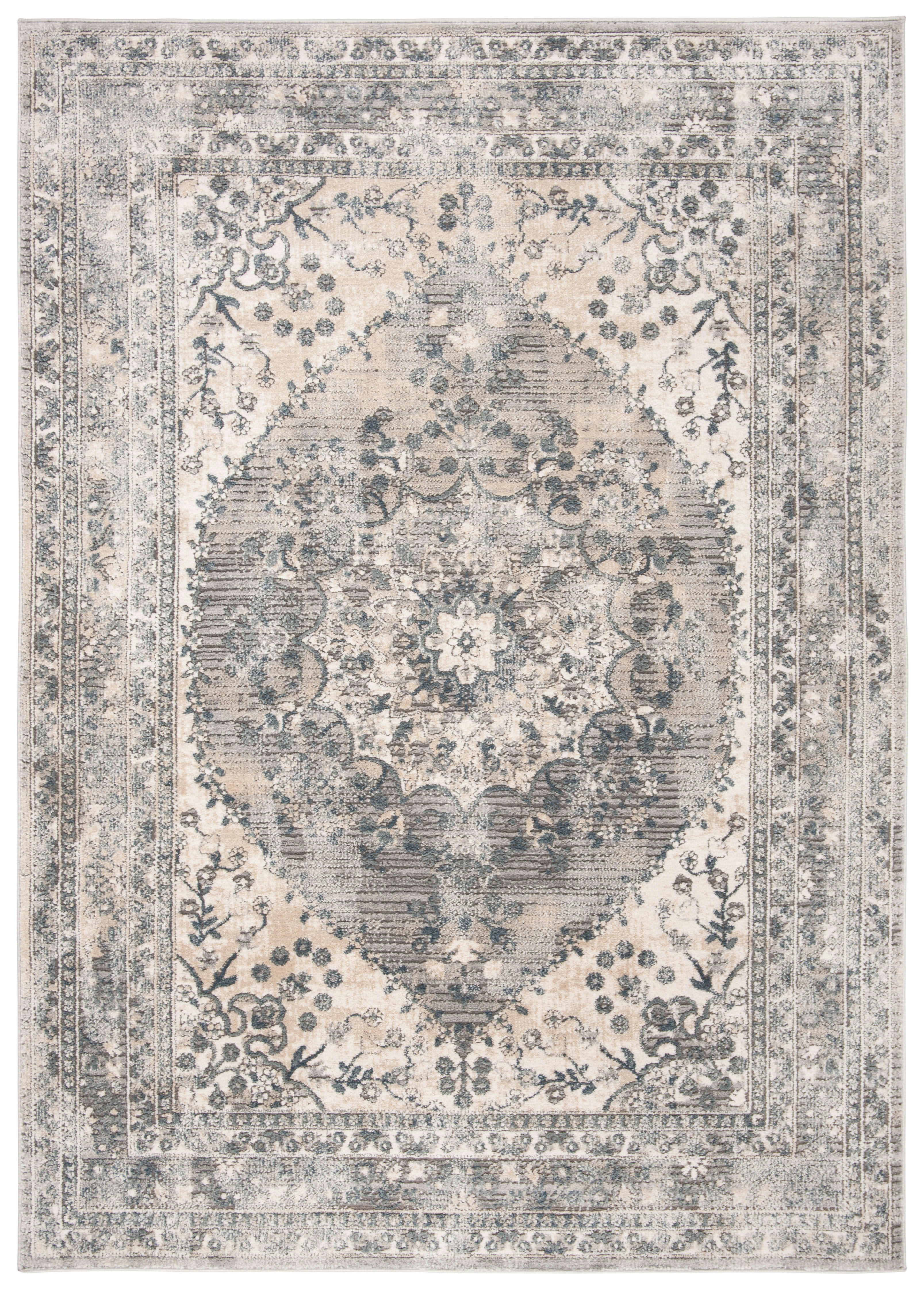 OREGON - Tapis de salon interieur en beige & gris, 198 x 279 cm