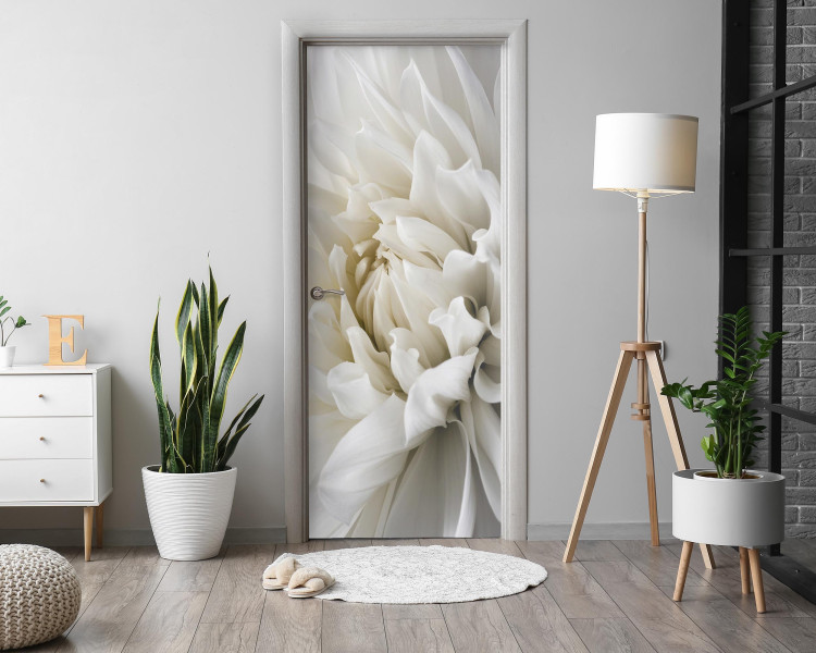 Naklejka na drzwi Biała dalia 75x205 cm Fototapeta