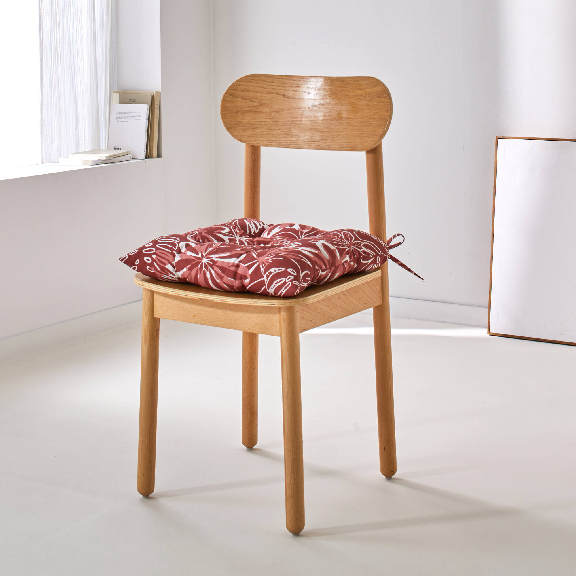 Galette de chaise carrée imprimé fleuri - lot de 2