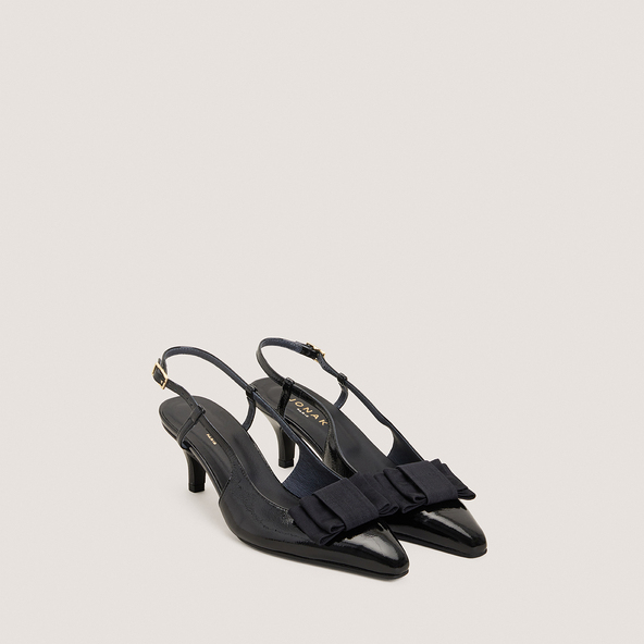 Escarpins à noeudsen vernis plissé noir | DALO