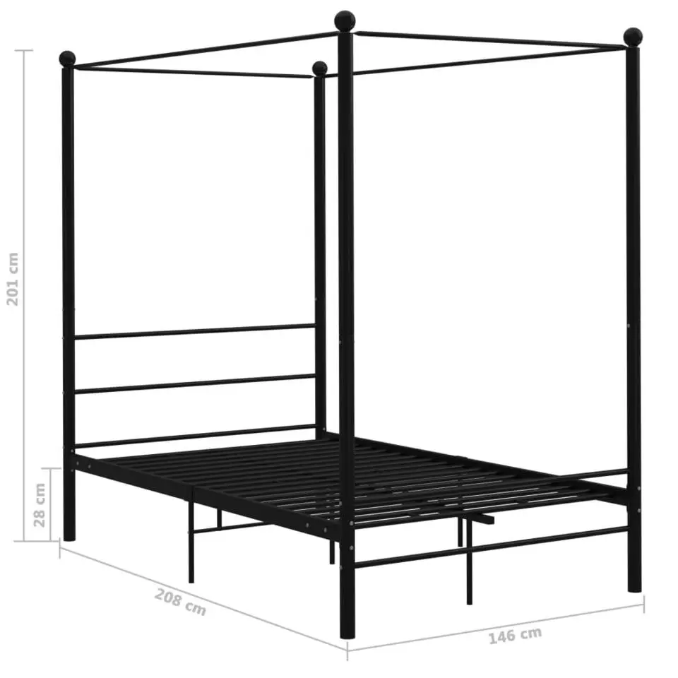 vidaXL - Hemelbedframe met latten - Zwart - Metaal - 140x200 cm