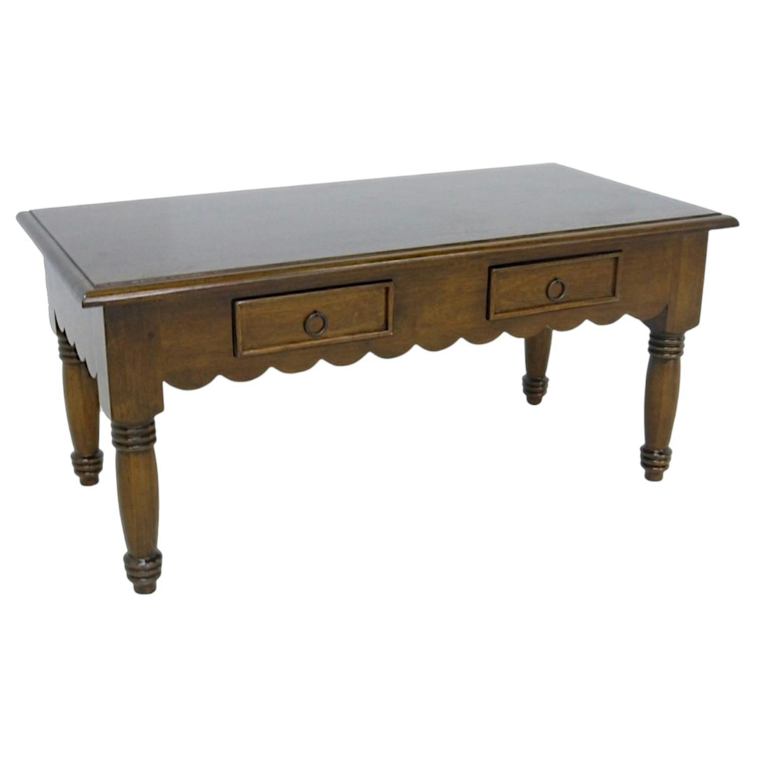 Table basse Dentelle Hévéa 2 tiroirs 100x50x46cm TRADITION
