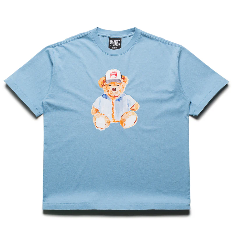 Market Watercolor Teddy Tee - Dusk Blue