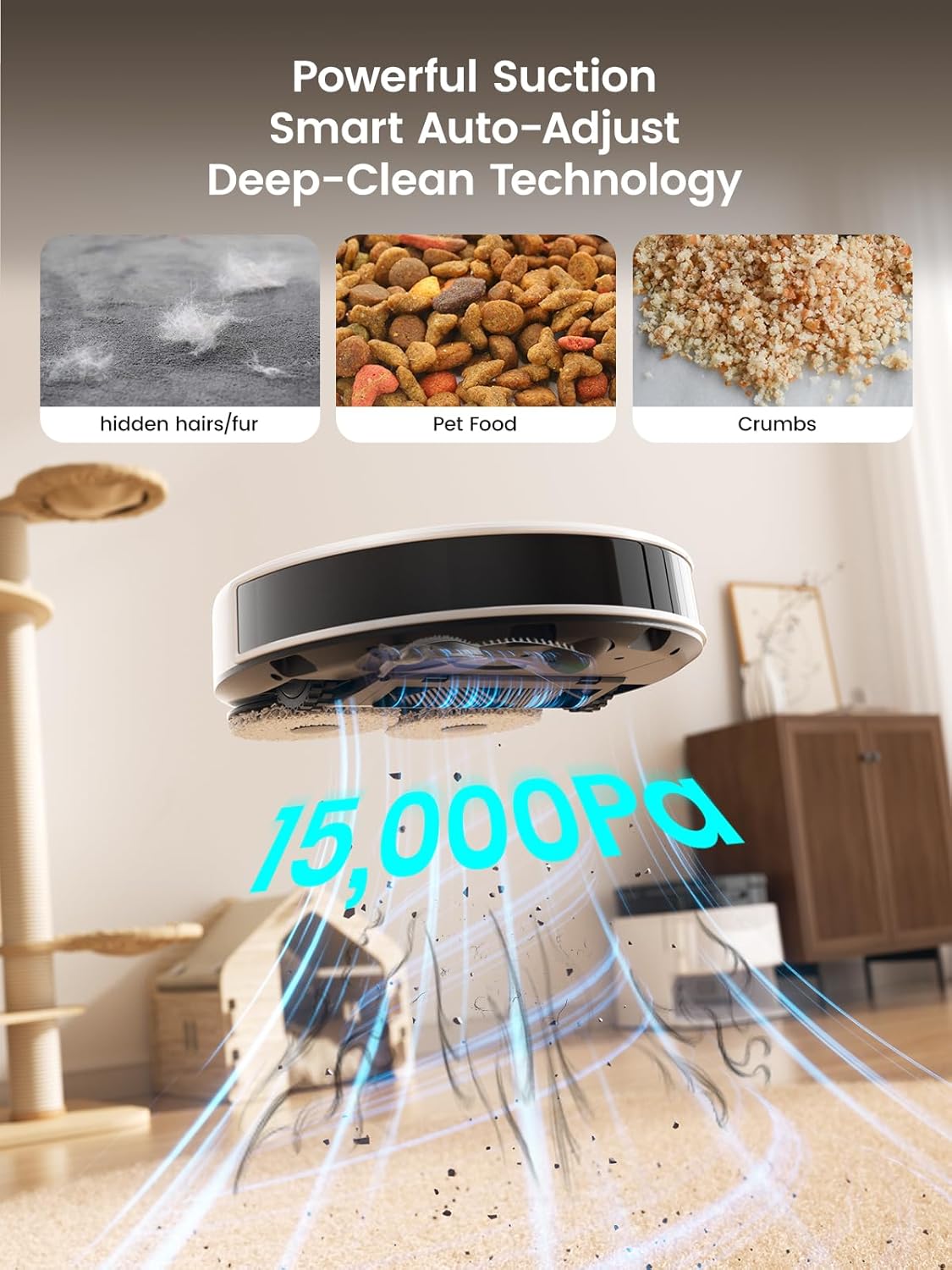 Lefant LiDAR Robot Vacuum and Mop, 15000Pa Suction, 90-Day Self-Emptying, Obstacle Avoidance, Auto Mop Washing&Drying, All-in-One for Pet Hair Carpet, 5G WiFi Alexa/APP/iWatch Control, M3