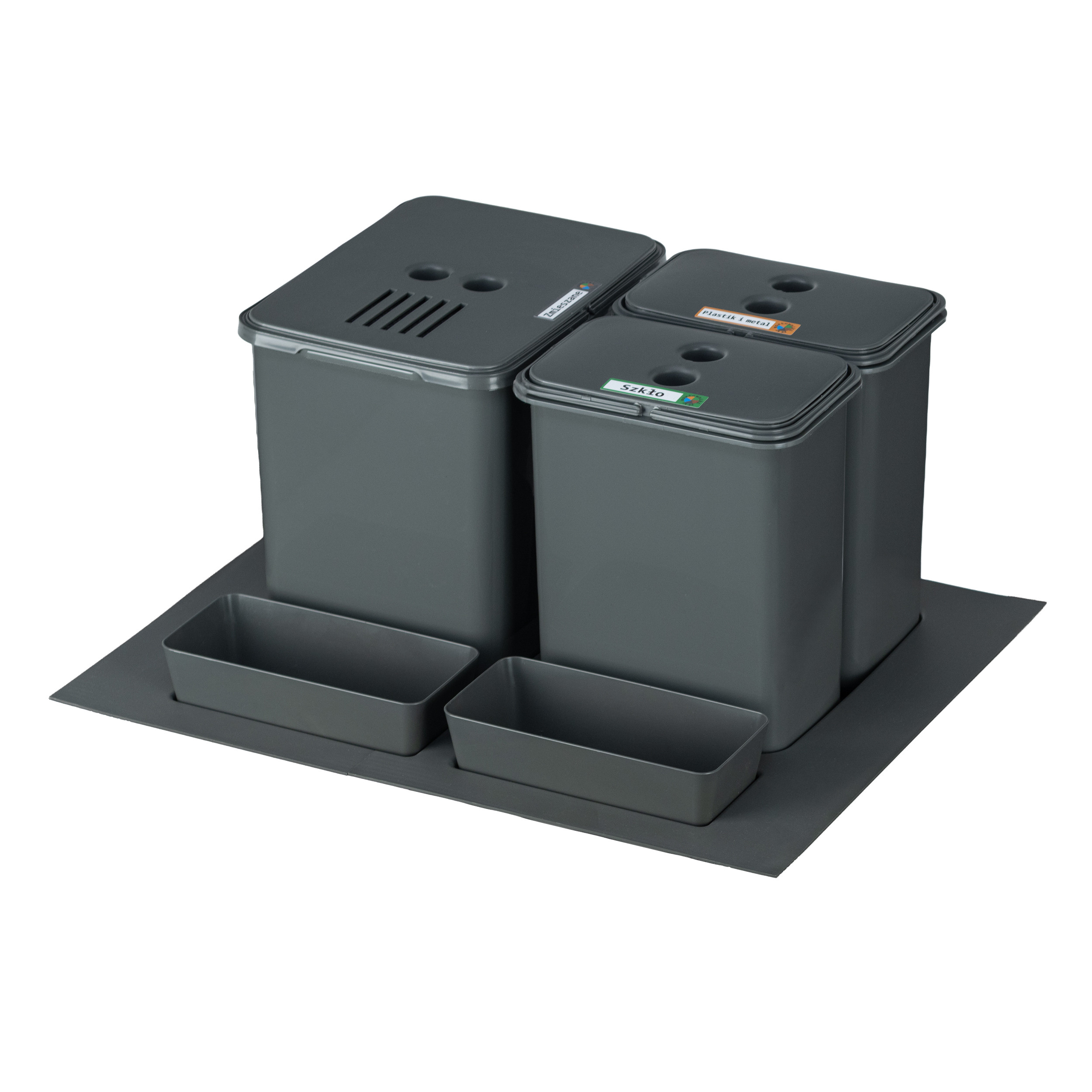 Sortownik śmieci FLEXI BASE do szuflady szafka 60cm 1x16 2x8 filtr kuwetki