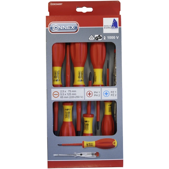 Elektrikerschraubendreher-Satz, Metall, PH/PZ, 7-tlg., 505g