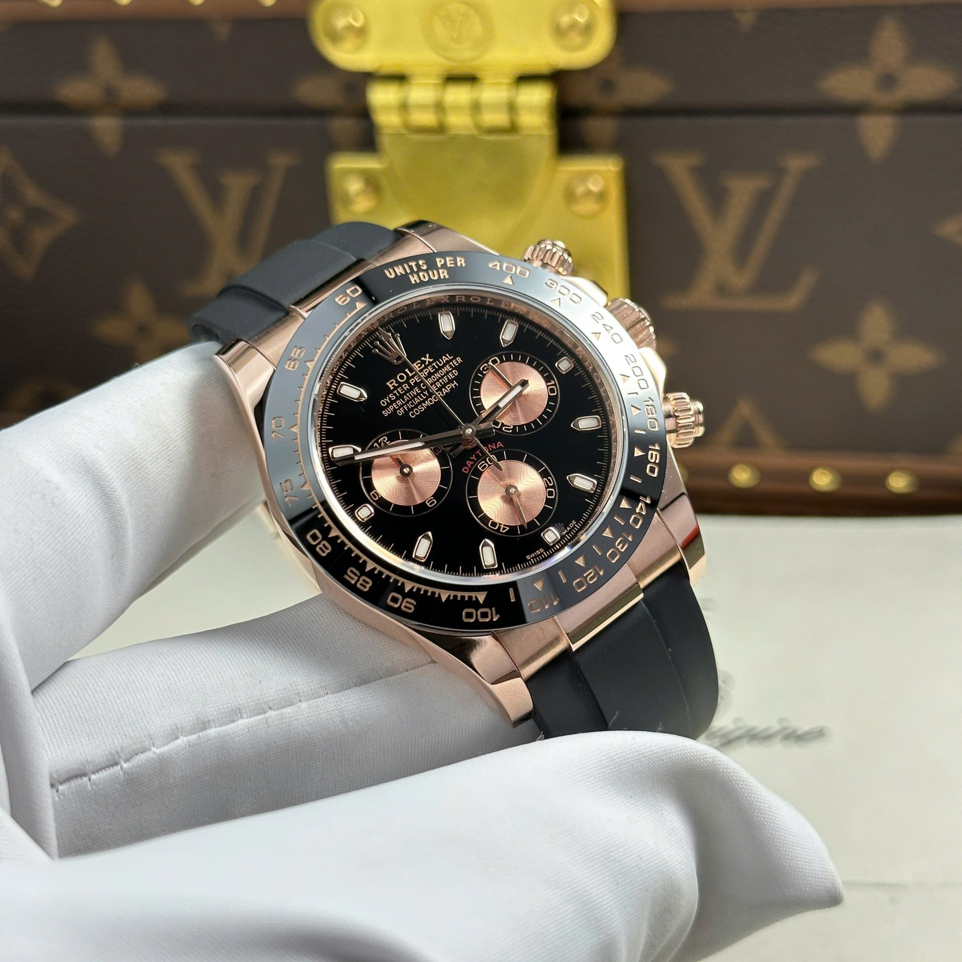 Rolex Daytona 116515LN RG Plated Black Dial 40mm Oysterflex Super Clone