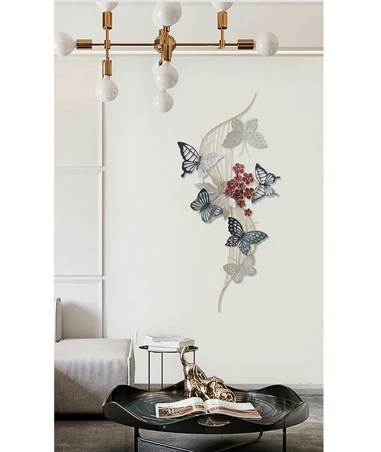 CASSIS - Décoration murale en métal papillons et fleurs 103x49x7