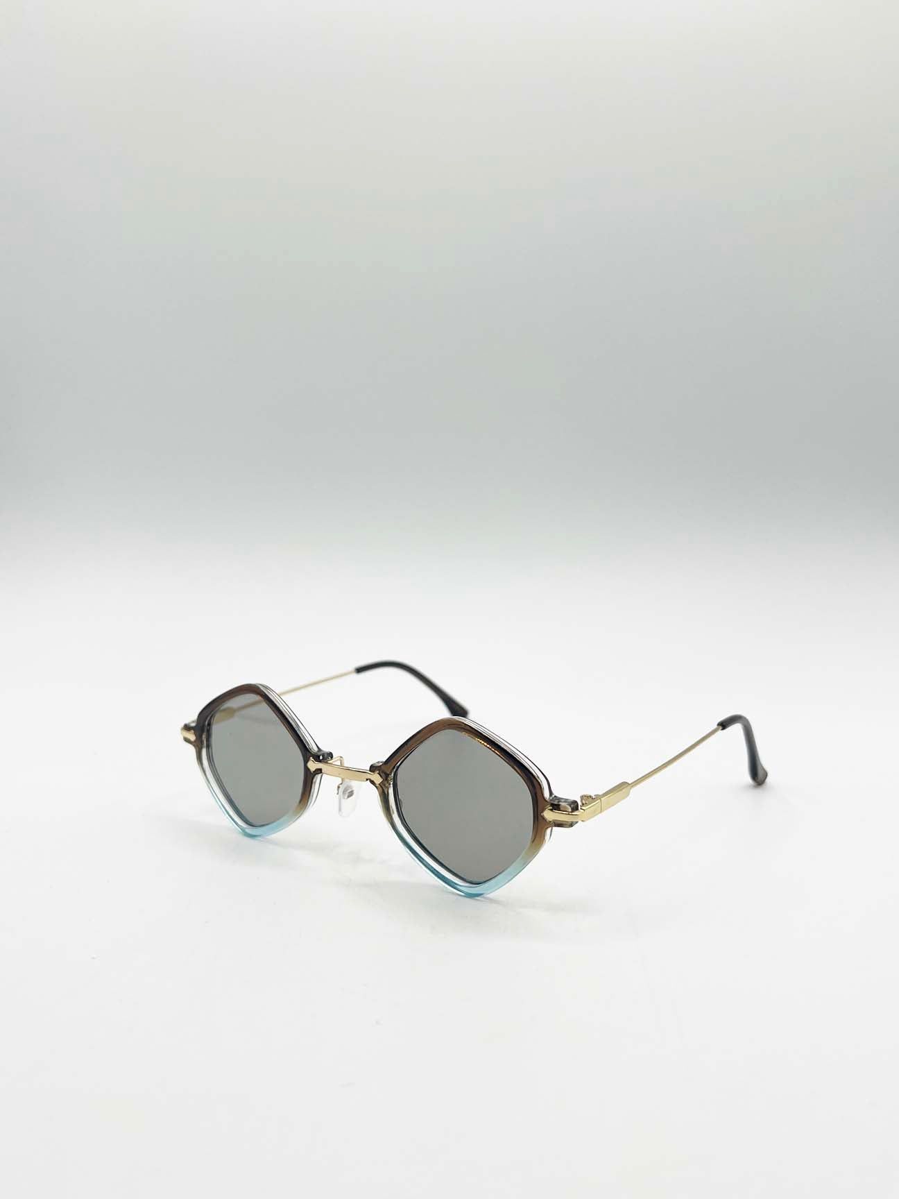 SVNX Diamond Shape Sunglasses in Brown Blue