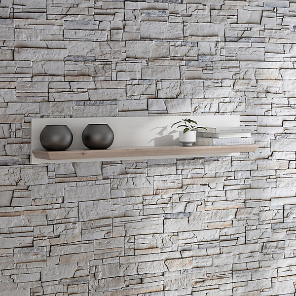 Etagère murale 205 cm décor chêne blanchi - ANGELE