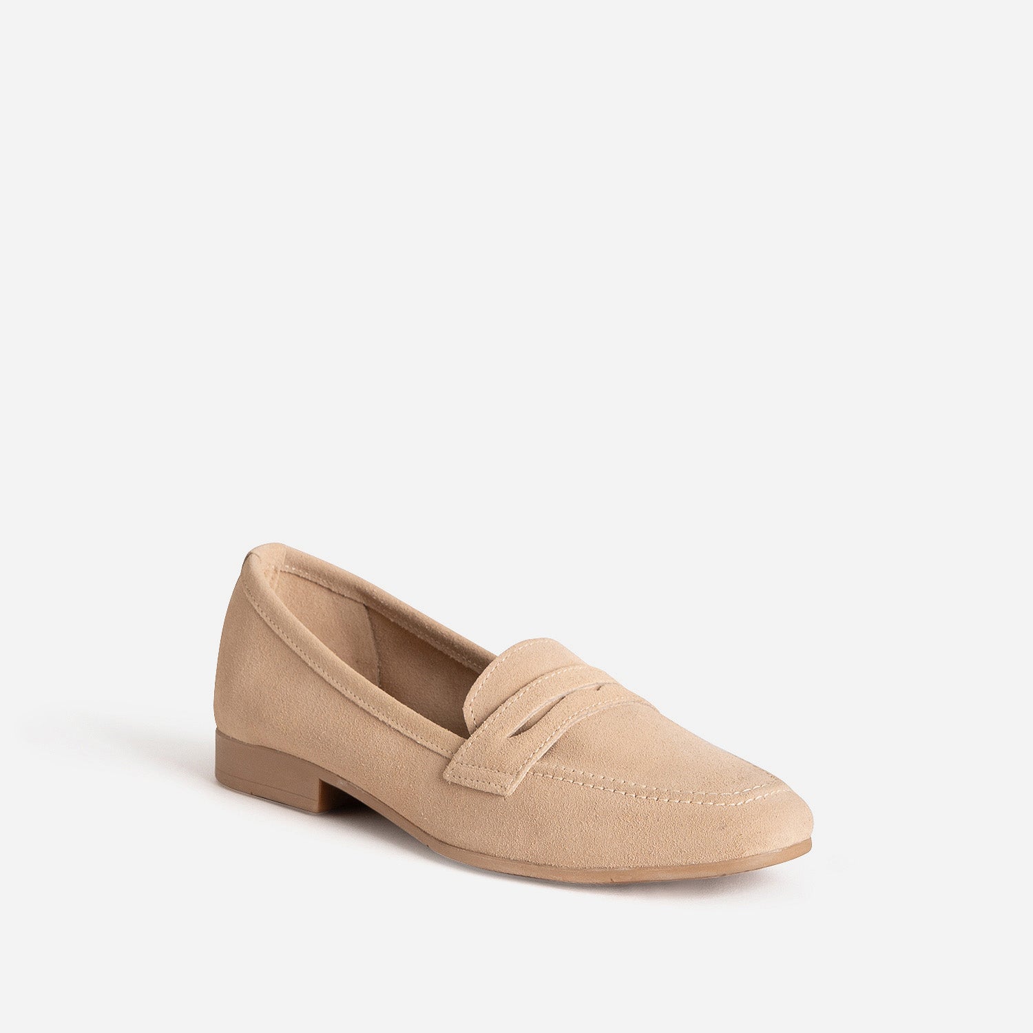 Mocassin beige cuir velours