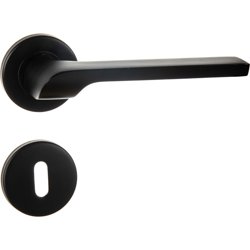 Poignée de porte 694 avec rosace et entrée noire LINEA BERTOMANI