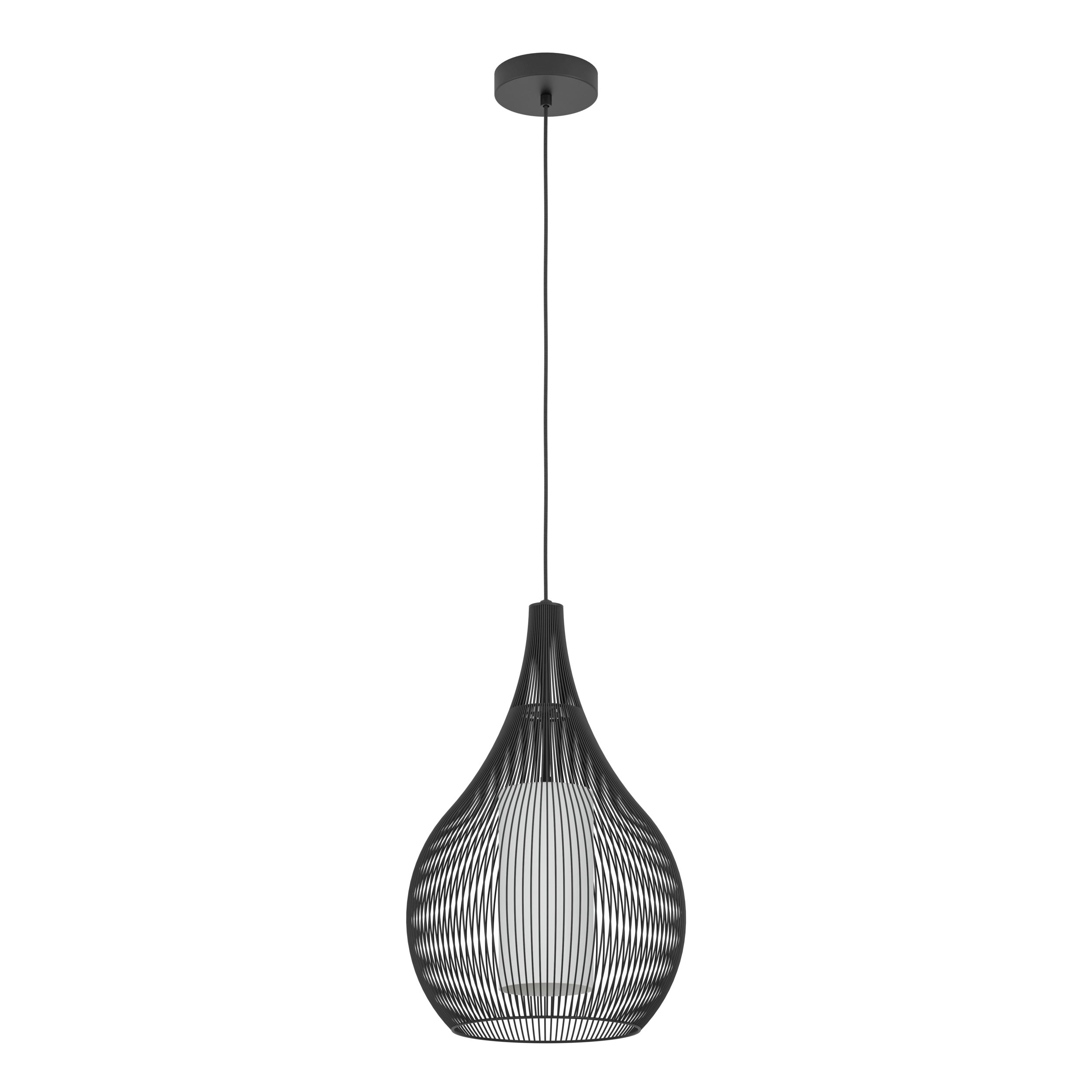 EGLO hanglamp Razoni 1 - e27 - ø 42,5 cm - zwart/wit - glas
