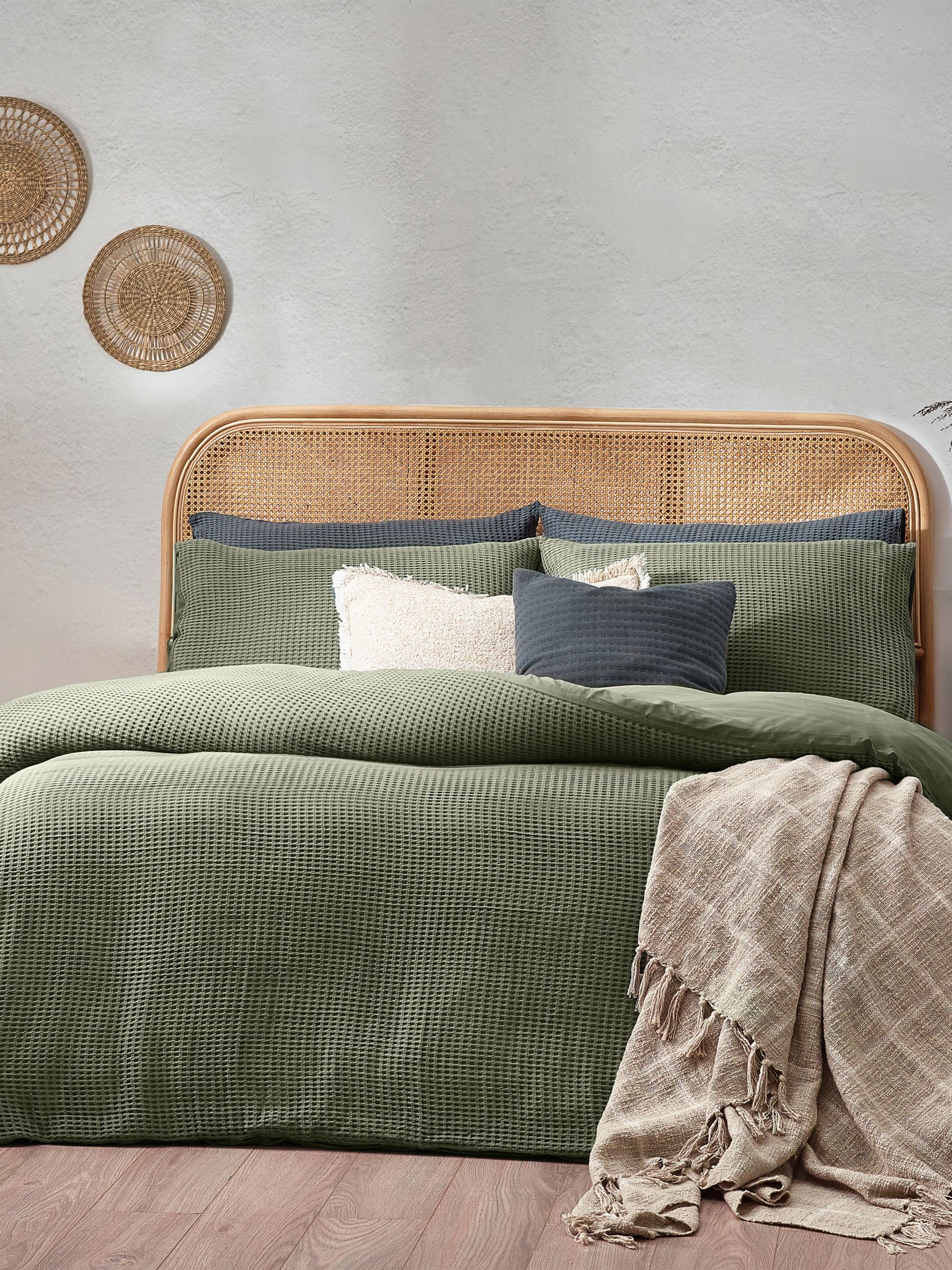 Yard Eucalpytus Green Chunky Waffle100% Cotton Duvet Cover Set