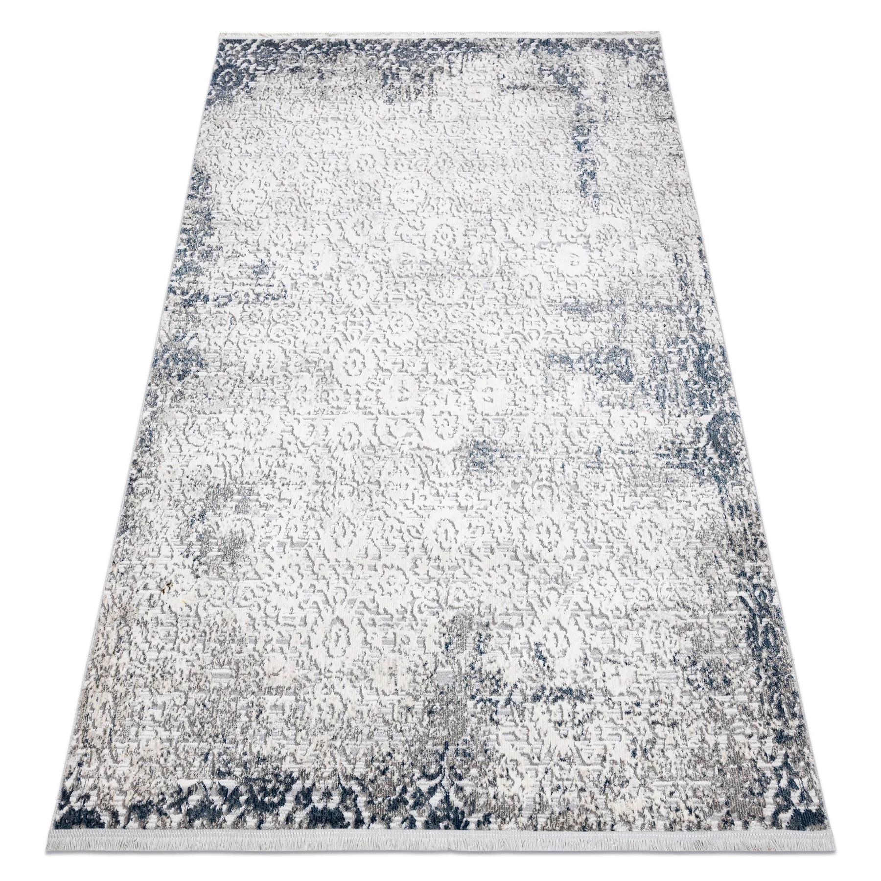 Dywan REBEC nowoczesny frędzle 51172A - dwa poziomy runa krem 80x150 cm