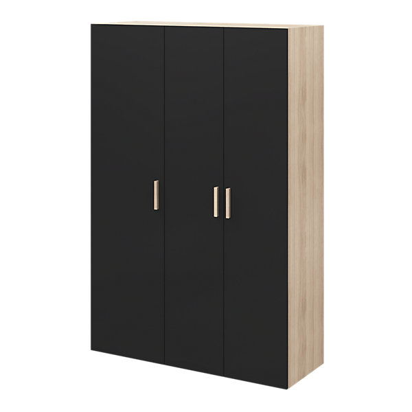 Armoire penderie 2 portes battantes noir et effet chêne GoodHome Atomia H. 187 x L. 125 x P. 45 cm