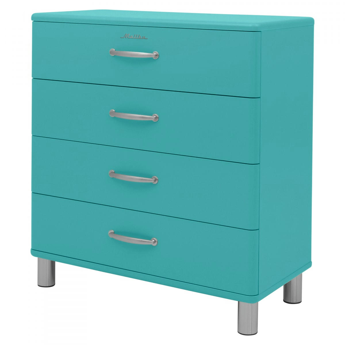 MALIBU - Commode style rétro 4 tiroirs 86cm bleu