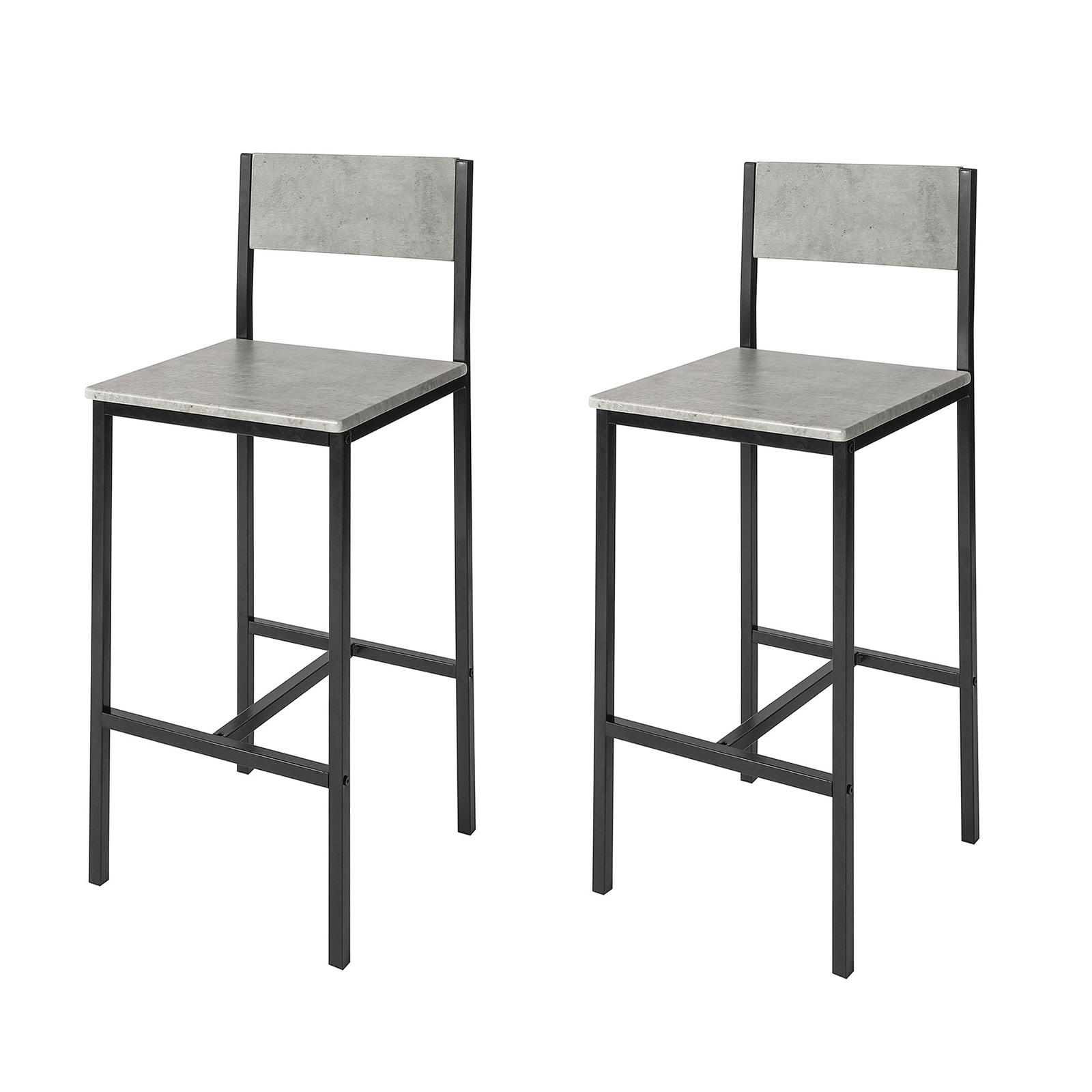 - Lot de 2 Chaises de Bar avec Repose-Pieds effet bois gris