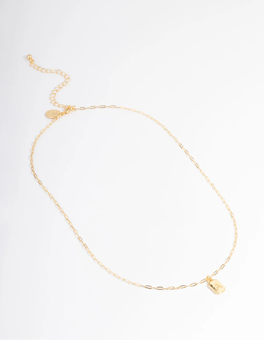 Letter A Gold Plated Rectangle Pendant  Necklace