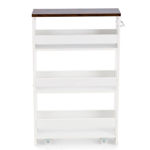 Costway Rolling Kitchen Slim Storage Cart Mobile Shelving Organizer w/ - See Details