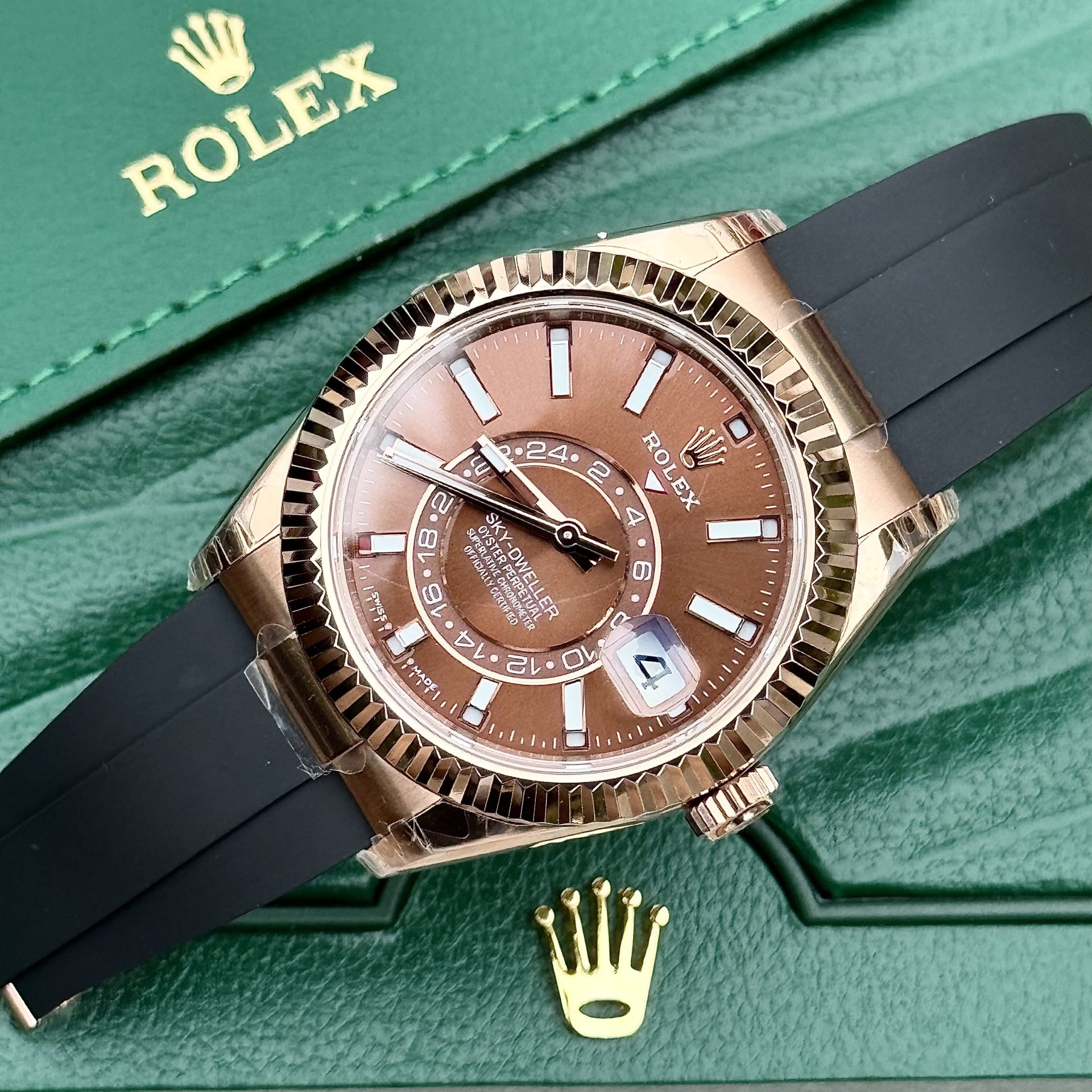 Rolex Sky-Dweller 336235 RG Plated Chocolate Dial 42mm Oysterflex AAA Replica
