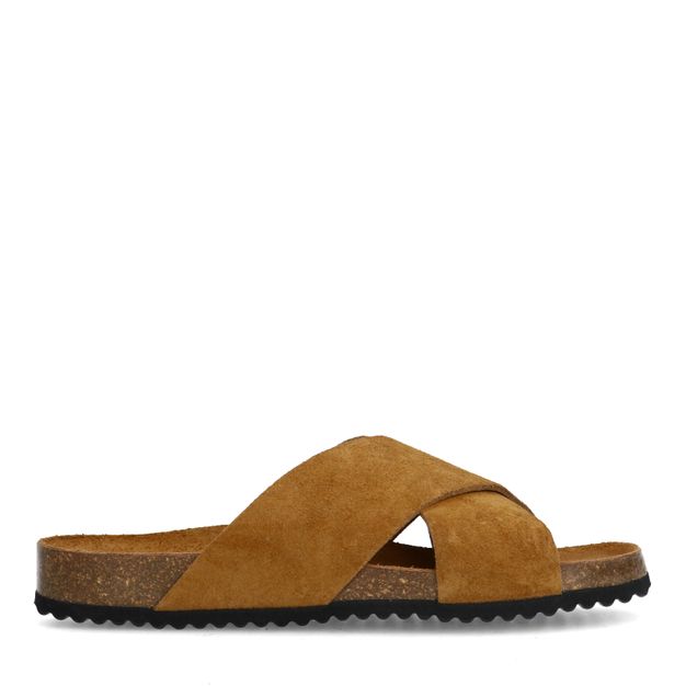 Cognac suède slippers