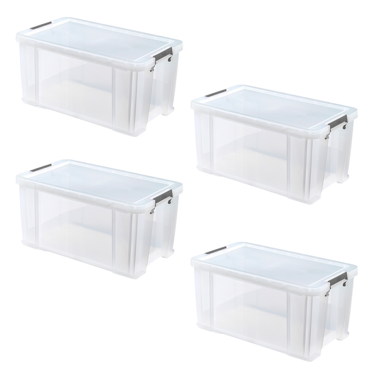 Whitefurze Allstore 54 Litre Clear Storage Box 4 Pack Bundle
