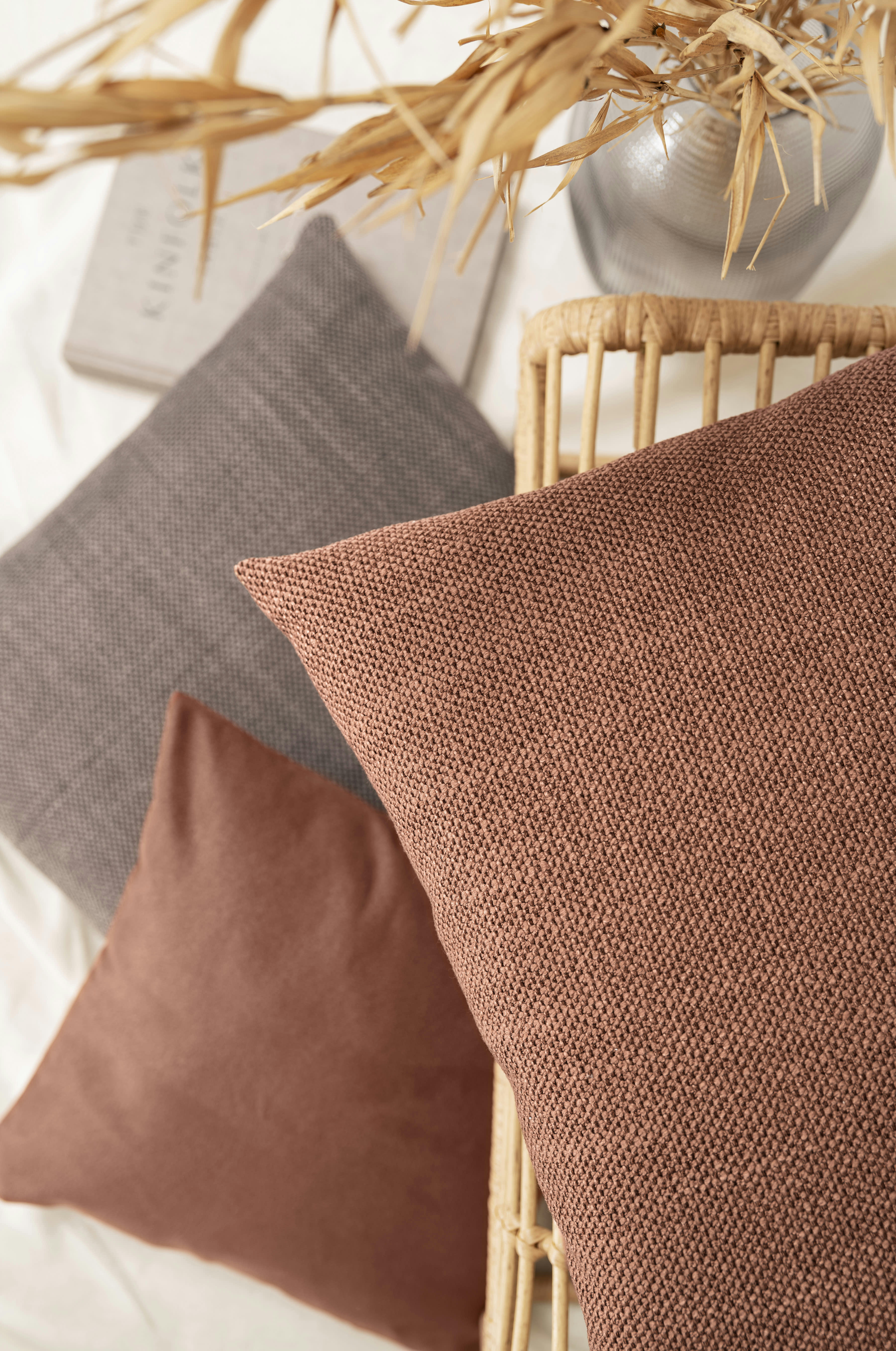 AUSTIN - Housse de coussin jacquard uni brique 50x50