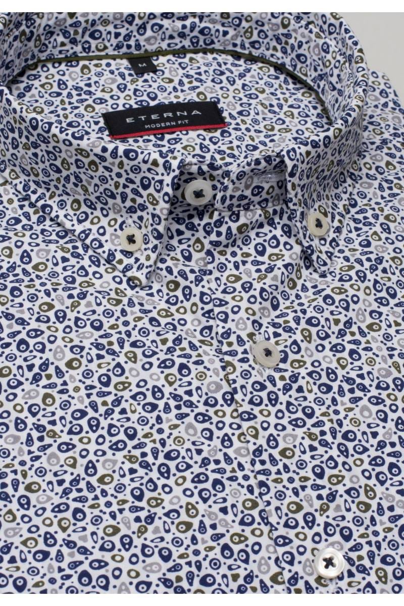 ETERNA Modern Fit Hemd grün/blau, Bedruckt