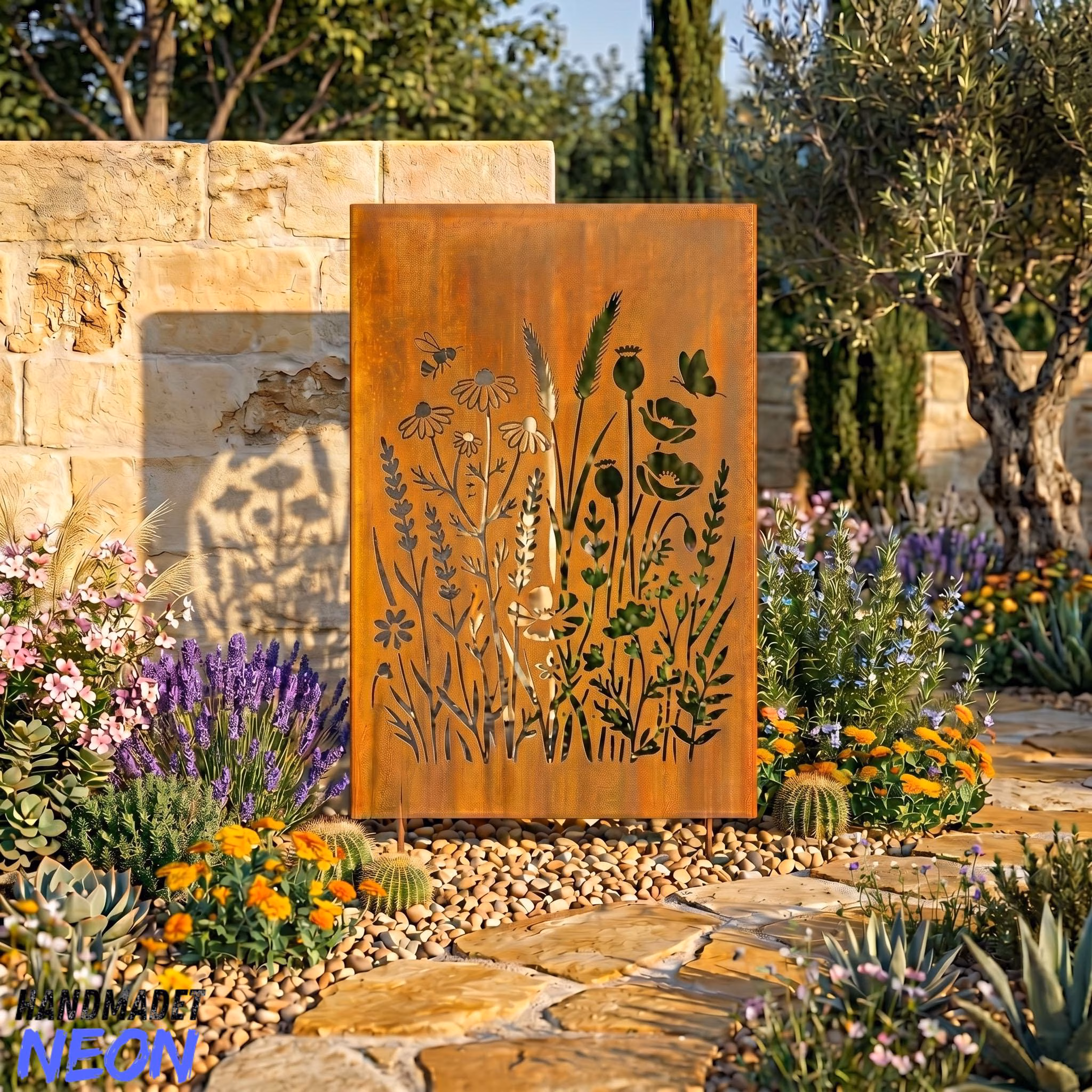 Custom Wildflower Garden Panel, Floral Metal Wall Art, Botanical Privacy Screen, Garden Gift for Mom