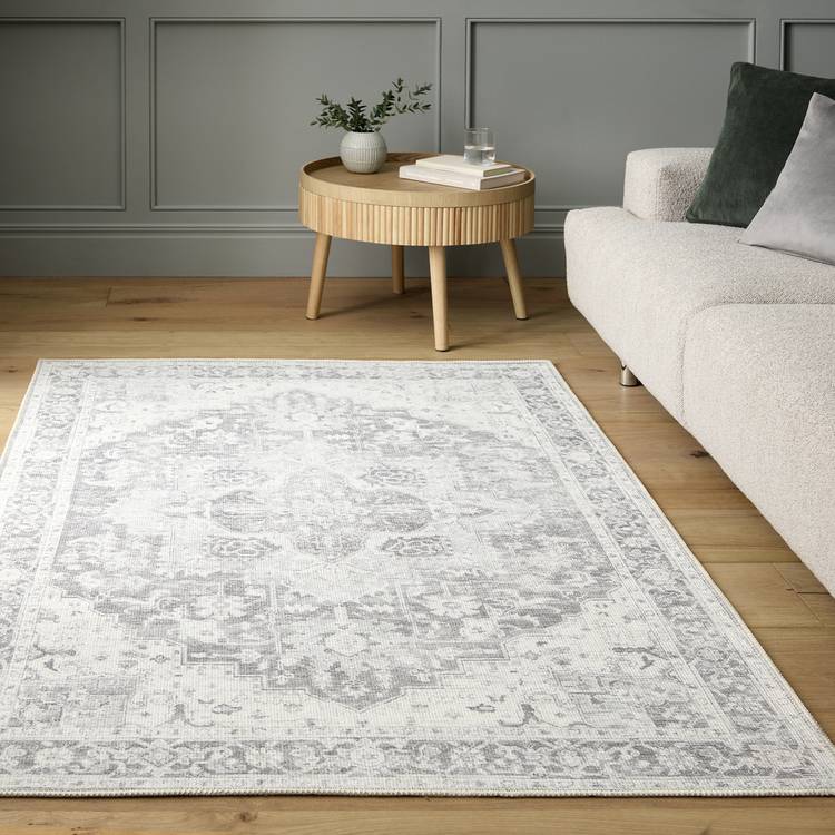 Habitat Vintage Effect Grey Flatweave Runner - 80x150cm