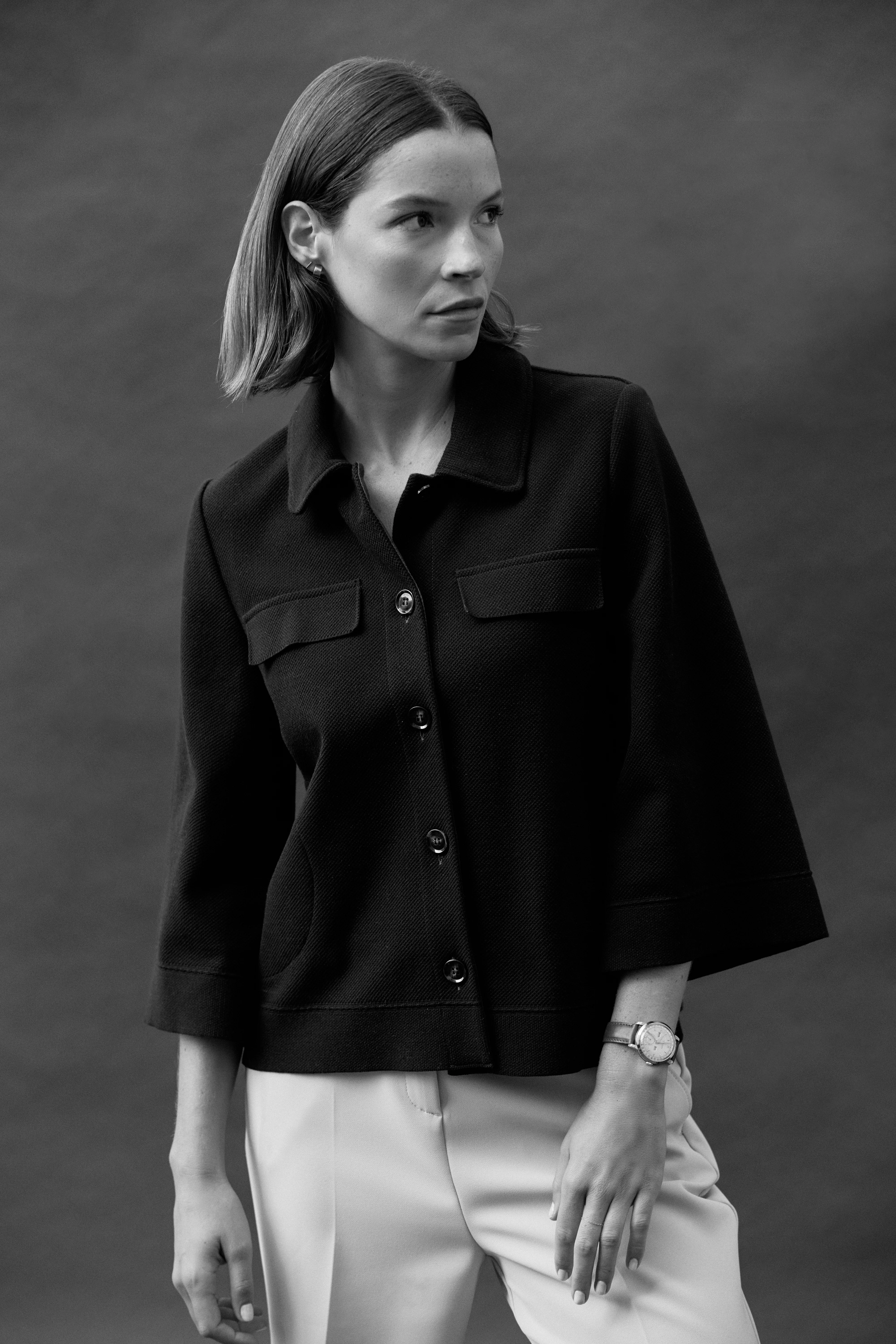 Veste boutonnée bleu marine en maille VALI/13244/317