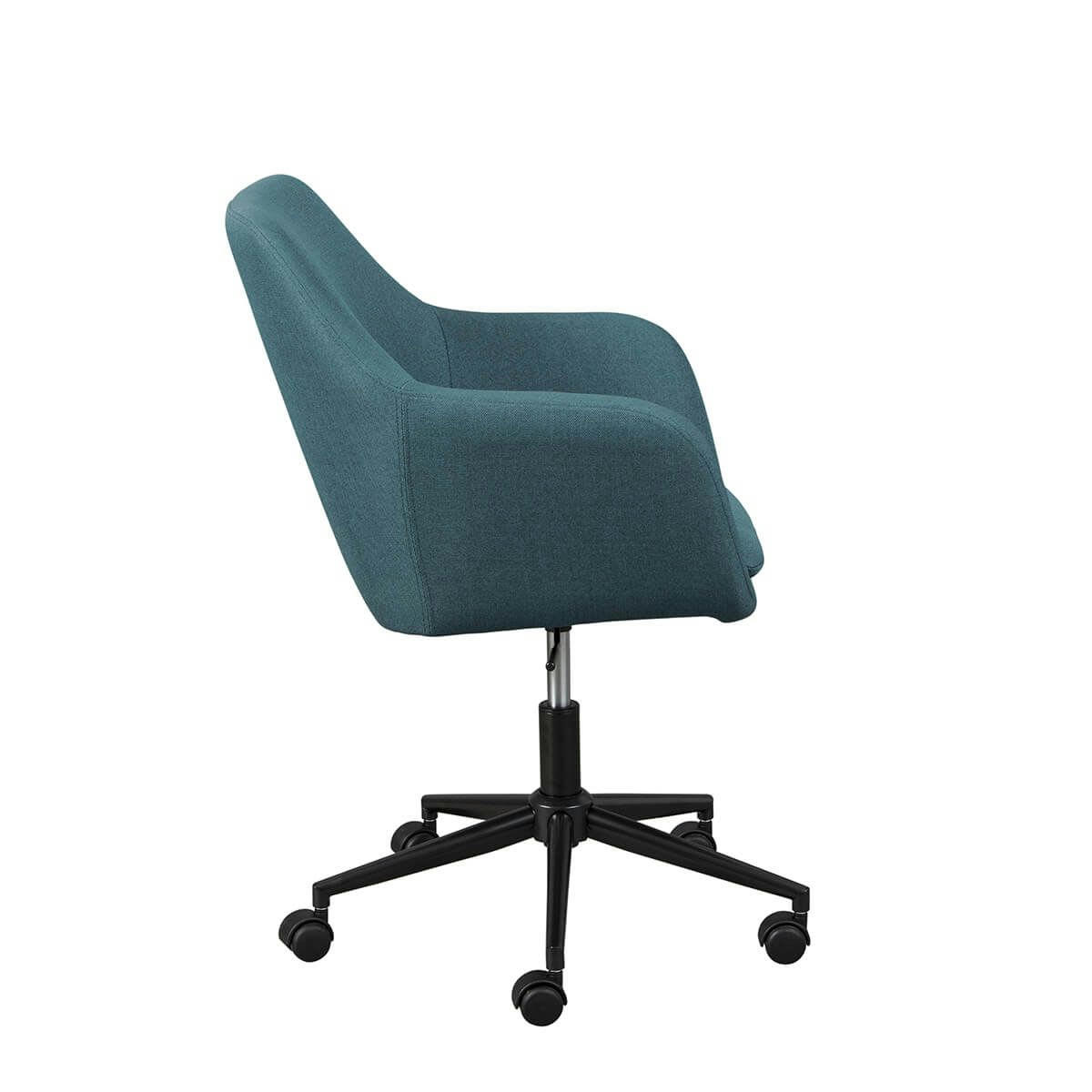 VALKA - Fauteuil  de bureau sur roulettes tissu bleu canard