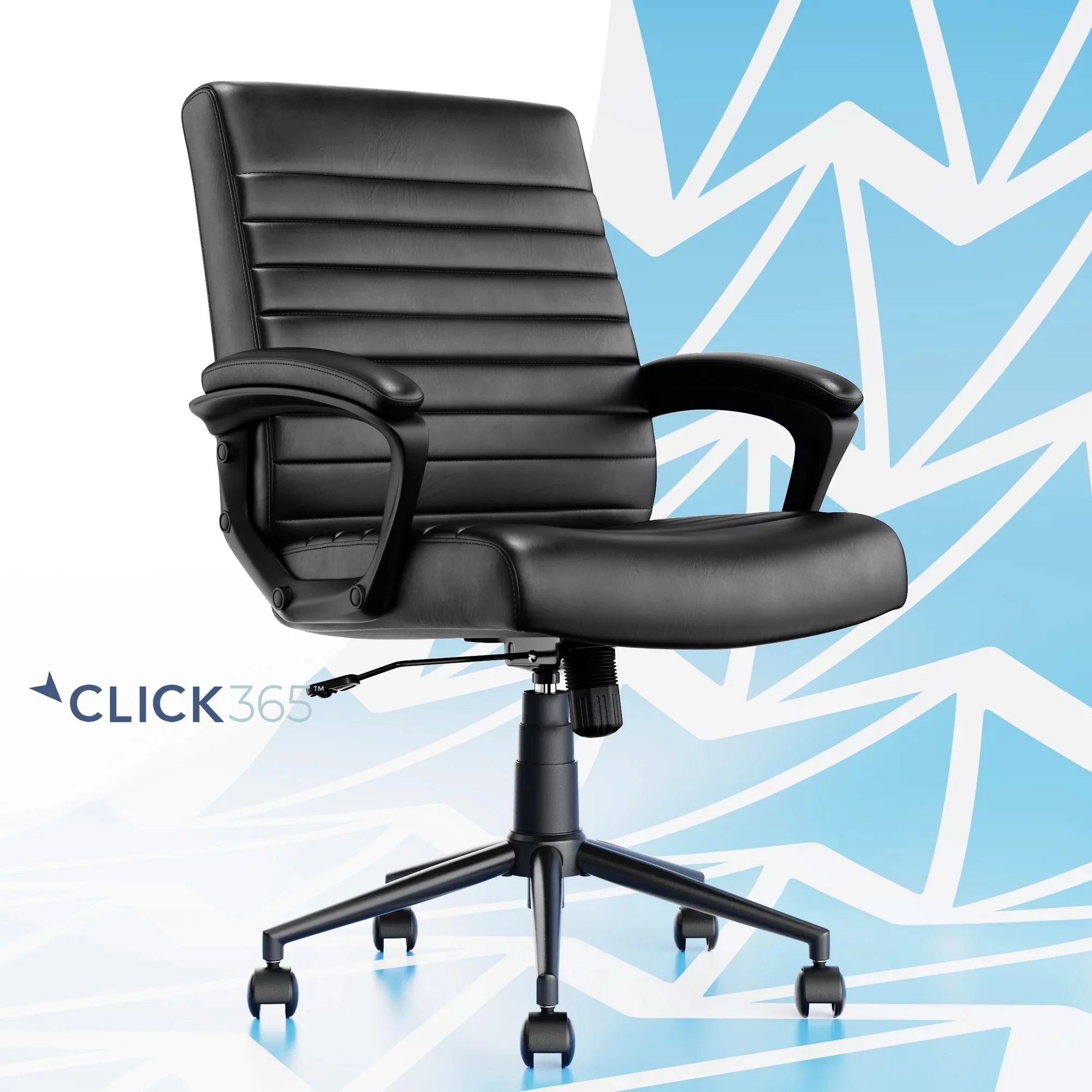Click365 Transform 3.0 Extra Comfort Ergonomic Mid Back Channel Stitching Desk Chair, with Padded armrests, Adjustable-Height