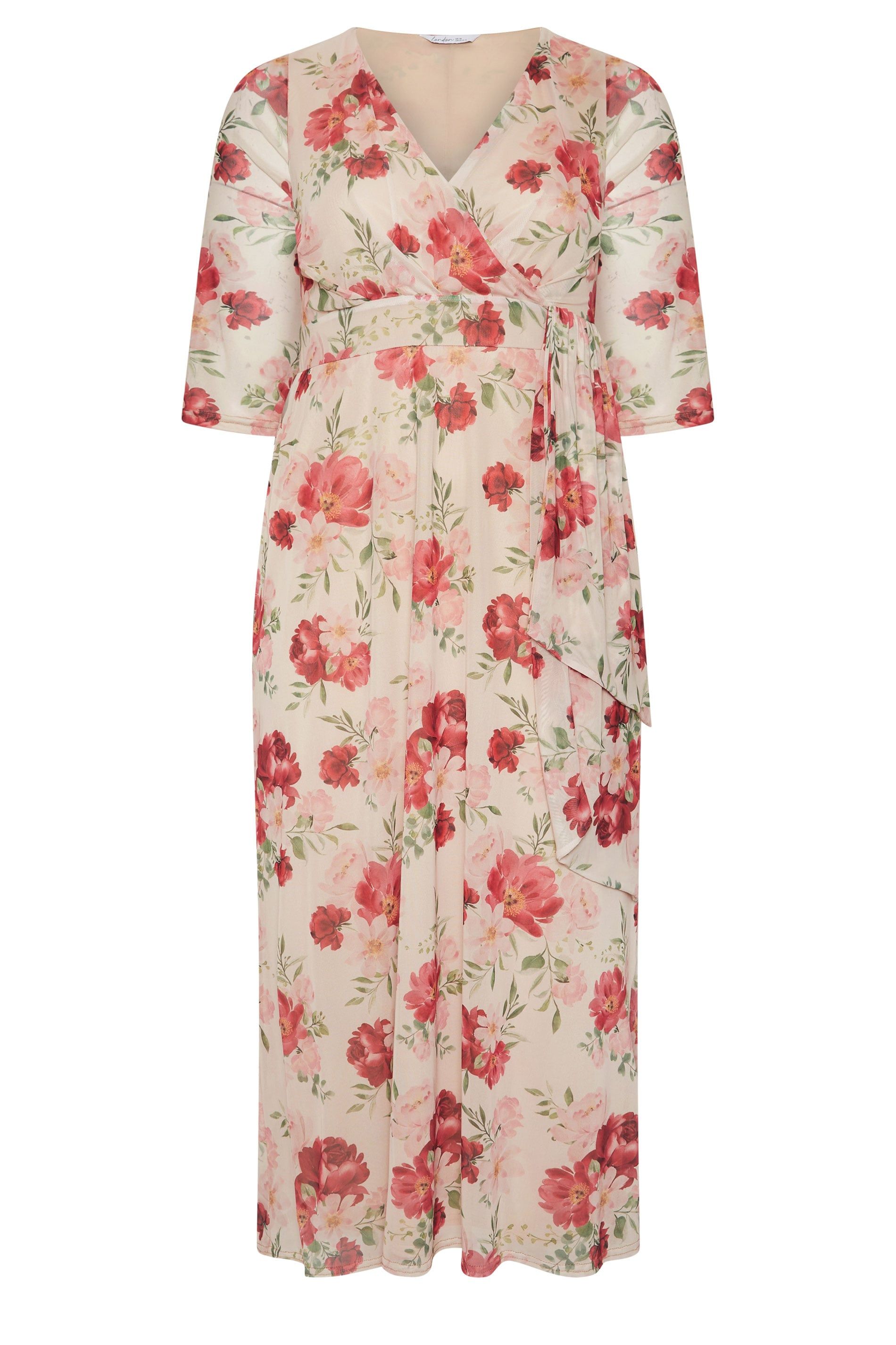 Yours Floral Mesh Wrap Dress