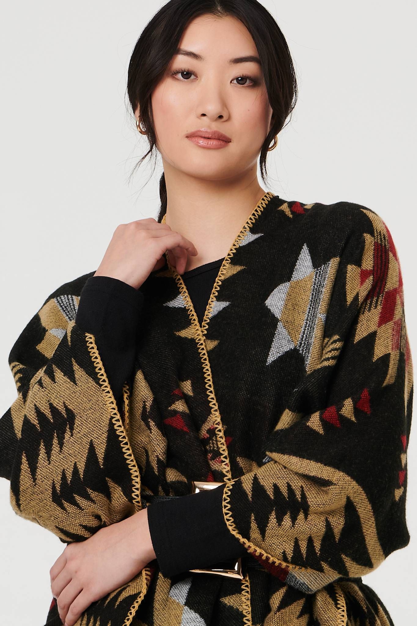 Izabel London Aztec Print Oversized Poncho