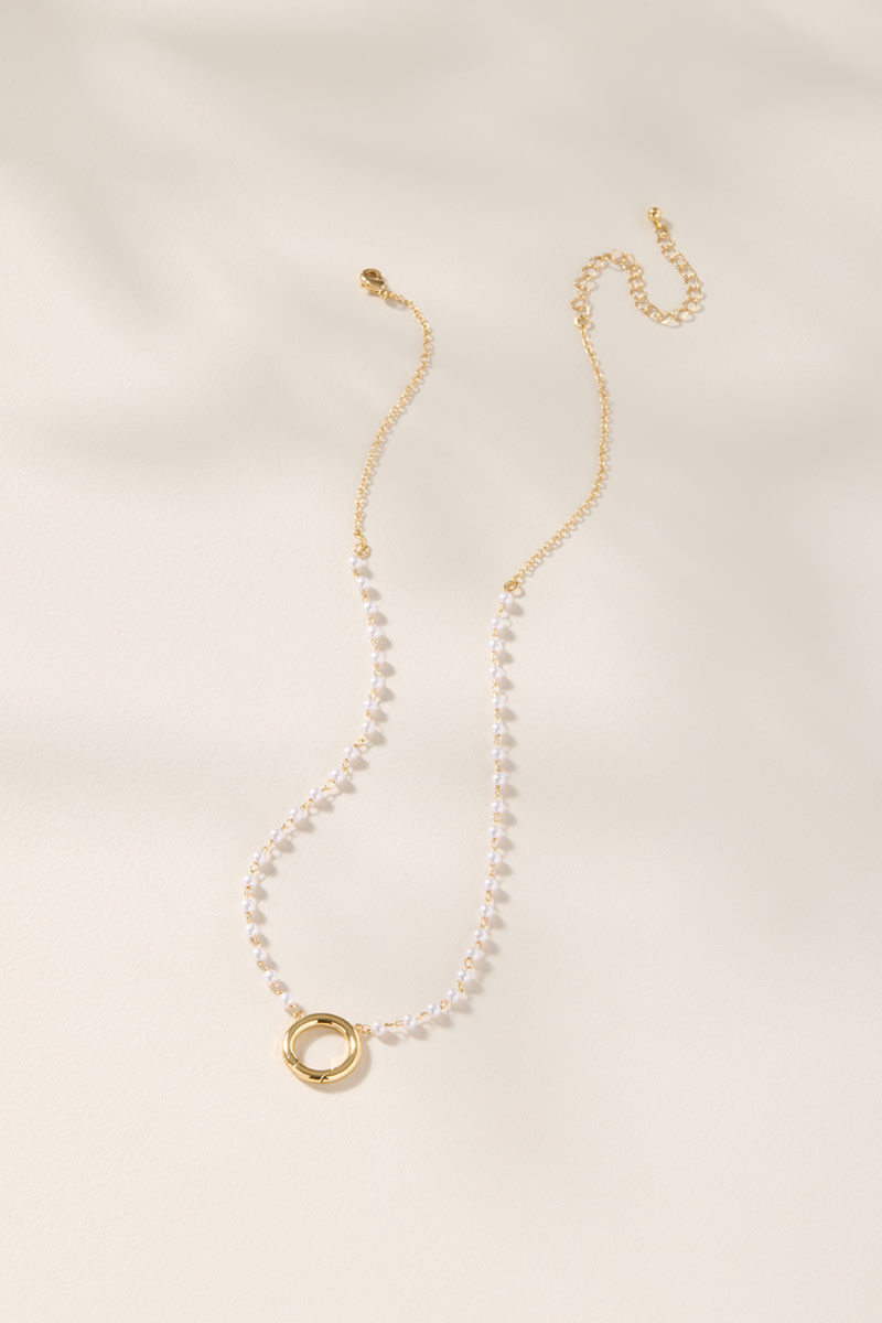 Pearl Cluster Charm Necklace Base Gold