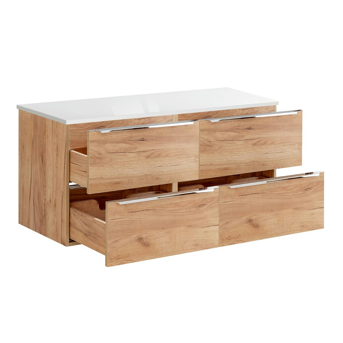 - Meuble sous-vasque 120cm plan de toilette naturel et blanc