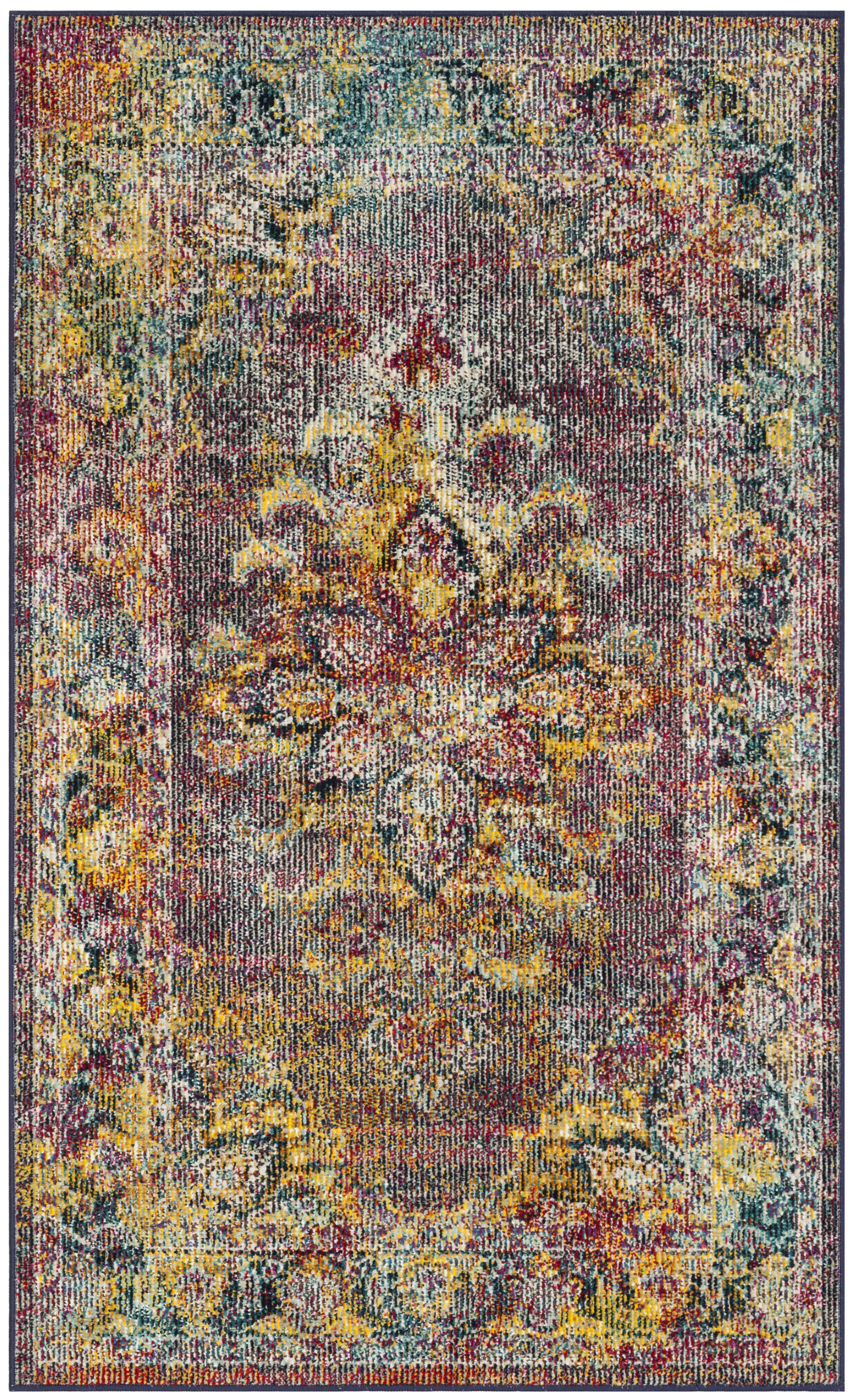 CRYSTAL - Tapis de salon interieur en bleu marine & bleu clair, 91 x 152 cm