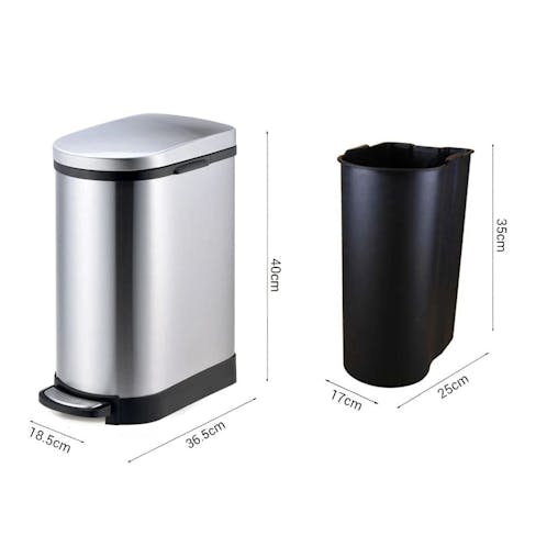 SOGA 4X Foot Pedal Stainless Steel Rubbish Recycling Garbage Waste Trash Bin 10L U