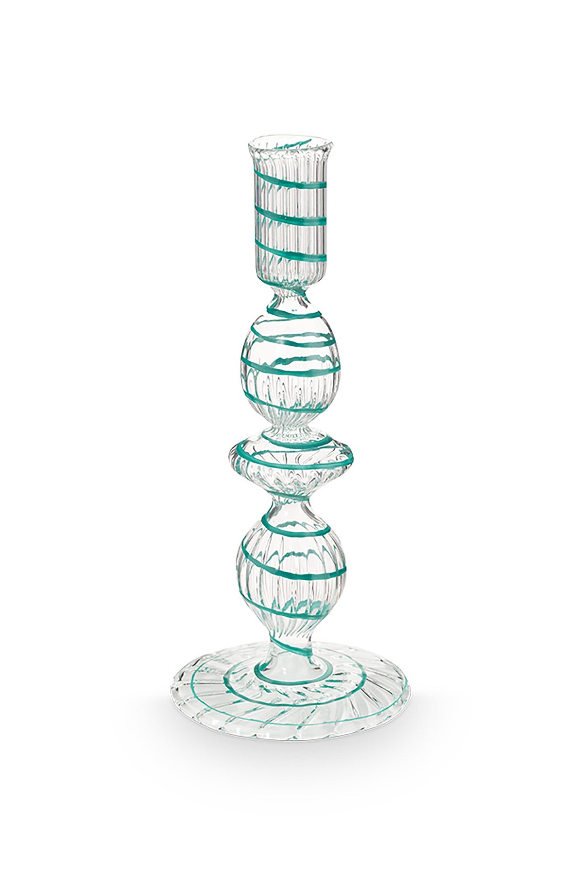 Pip Studio - Kandelaar - Licht Blauw - Glas Swirl - 20cm