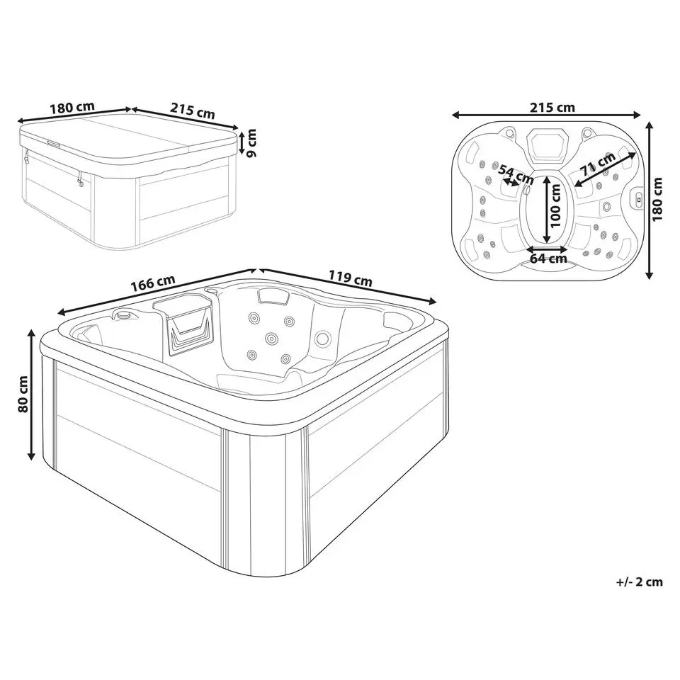 ARCELIA - Whirlpool buitenbad - Wit - 215 x 180 cm - Acryl