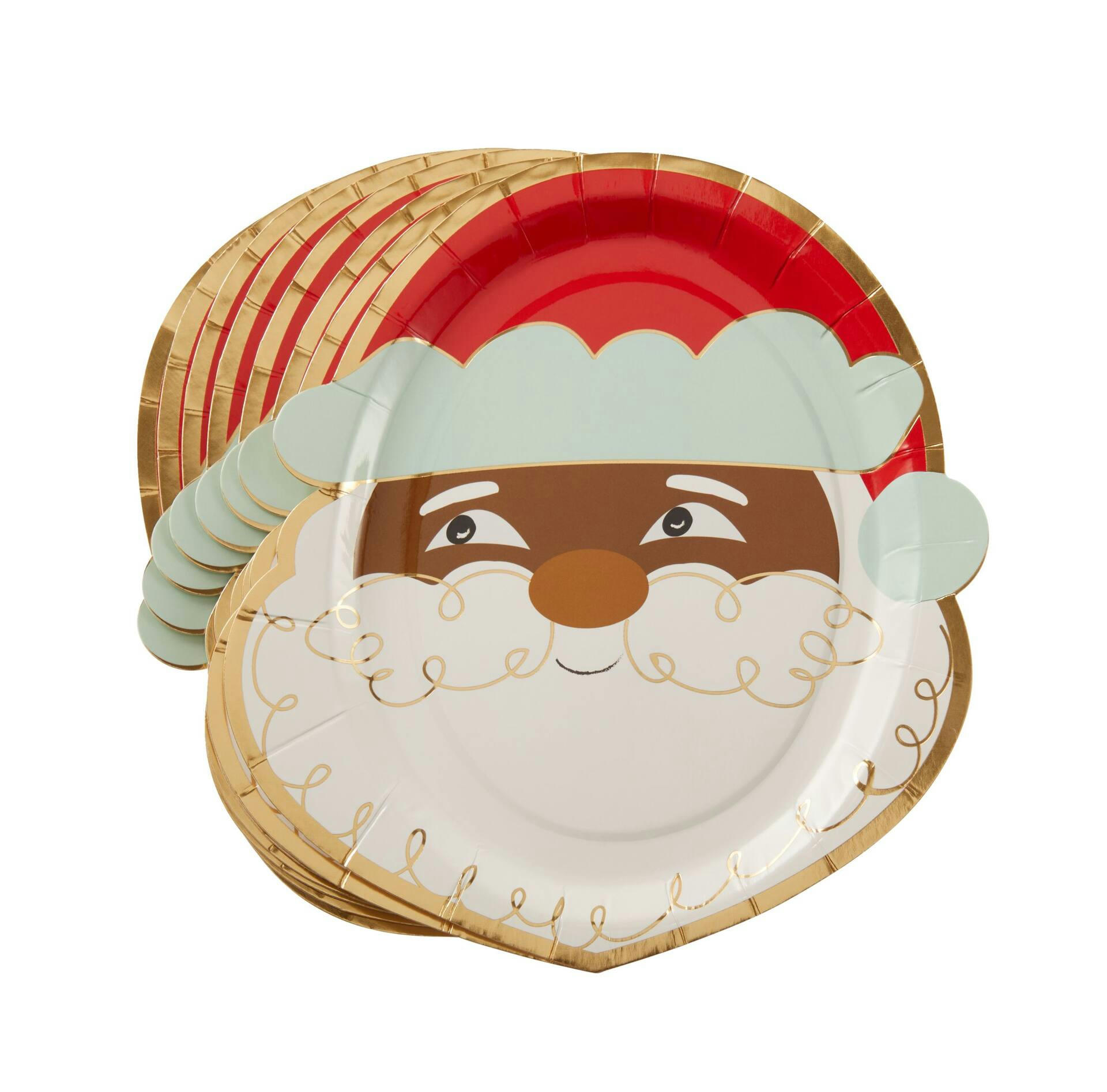 Sophistiplate Santa Paper Disposable Lunch Plates,Red/White, 8-in, 8-pk, for Christmas