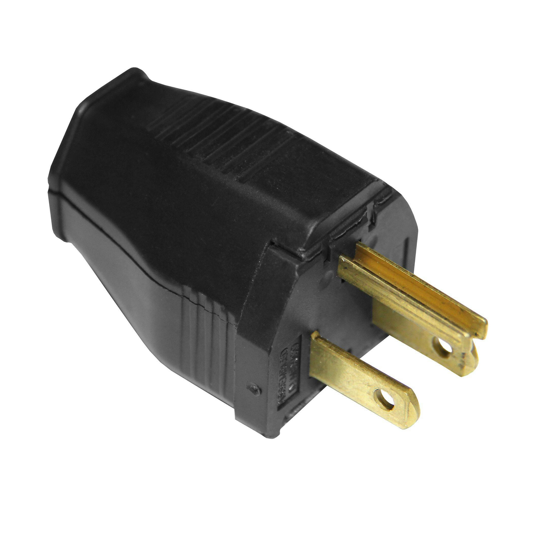 Leviton 3W101-749 End Plug, 15 Amp, 125 Volt, 2 Pole, 3 Wire, Grounding, Residential Grade, Black