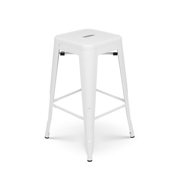 Lot de 4 tabourets de bar en métal blanc mat style industriel Hauteur 66 cm