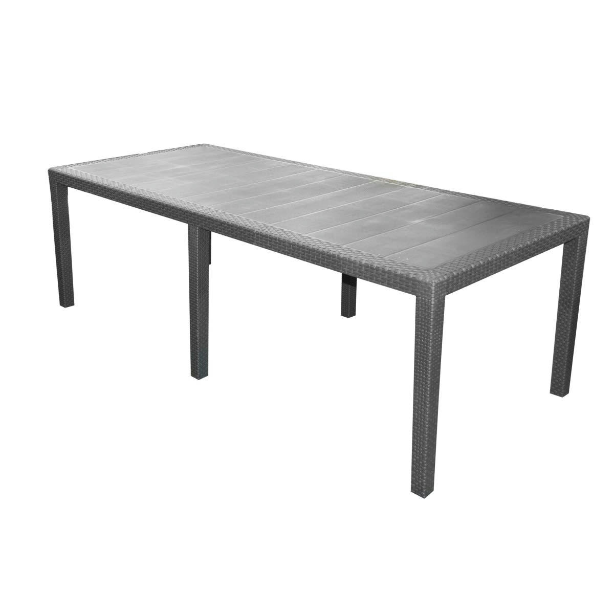 - Table de jardin rectangulaire effet rotin gris anthracite L220cm