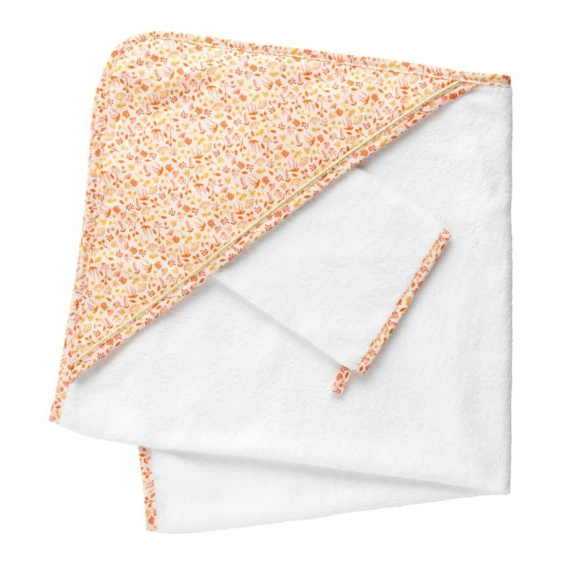 ESMEE - Cape de bain et gant en coton blanc