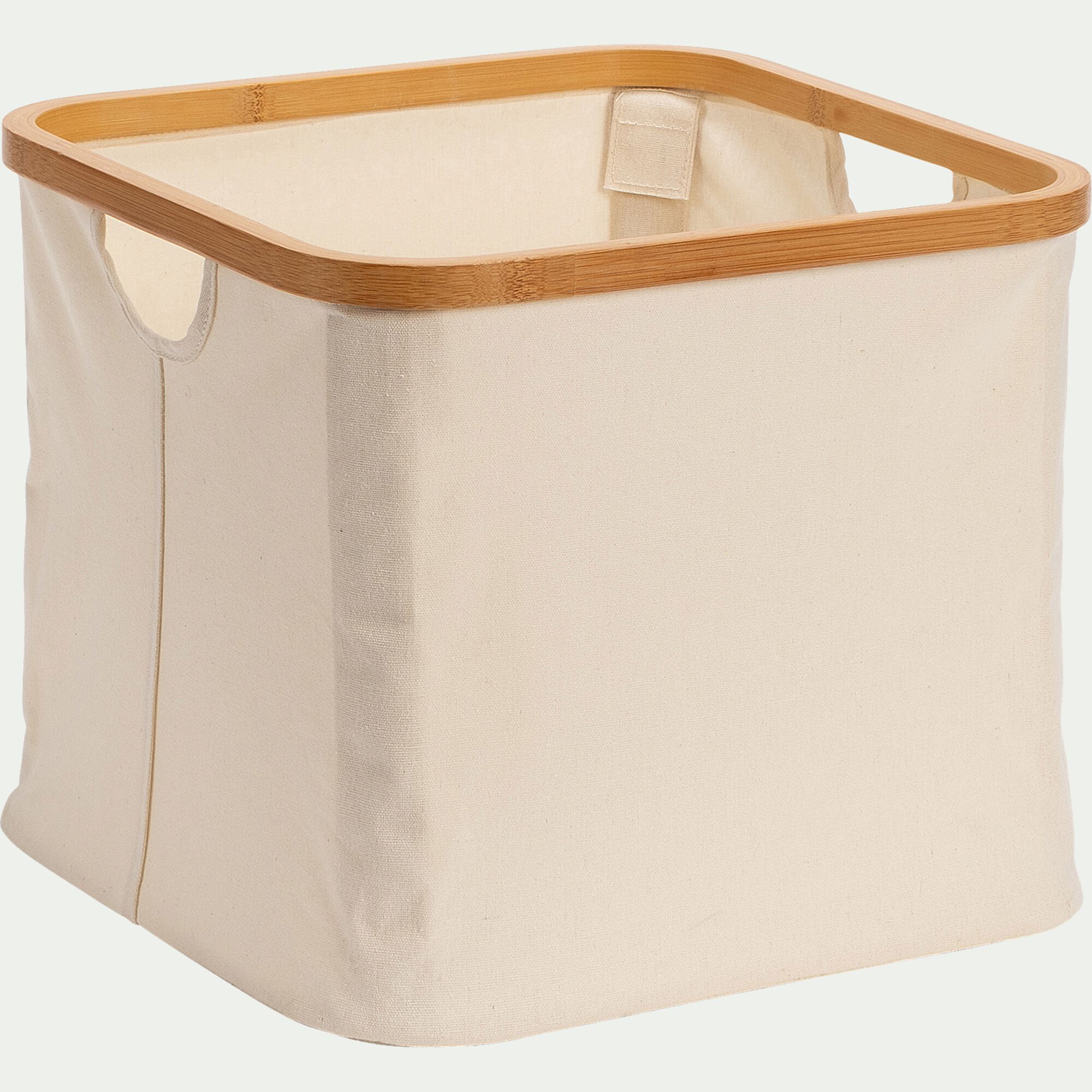 LINO - Panier en polycoton et bambou H15xL33cm - blanc