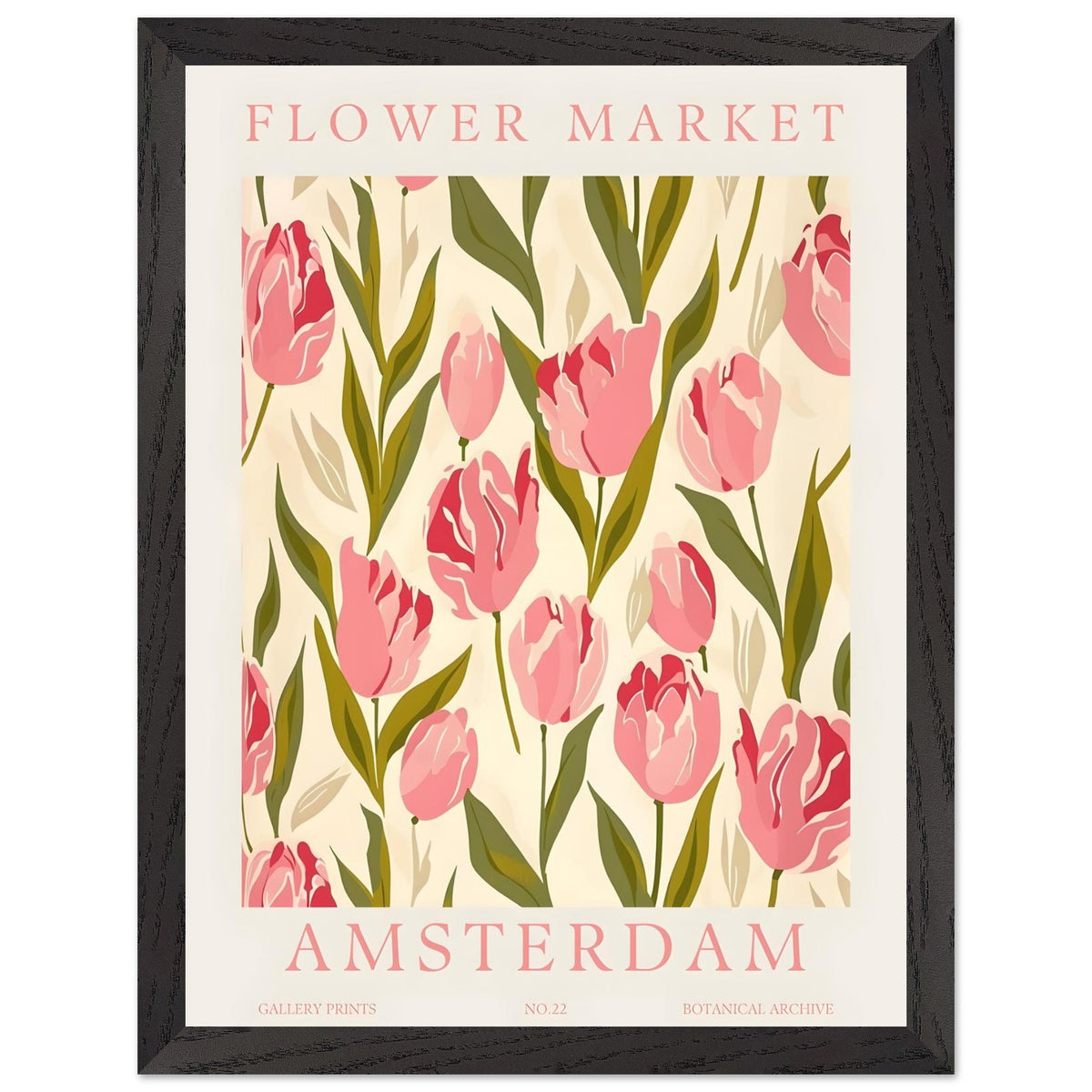 Artfulprints Poster met Lijst Flower market - Amsterdam IV  - 30x40 cm - Roze